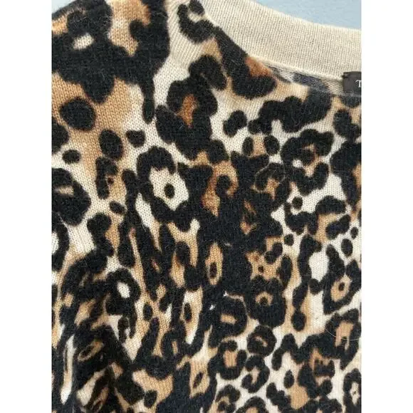 Talbots Womens Cashmere Sweater Size XS Leopard Print Animal Classic Preppy Work - Picture 5 of 7